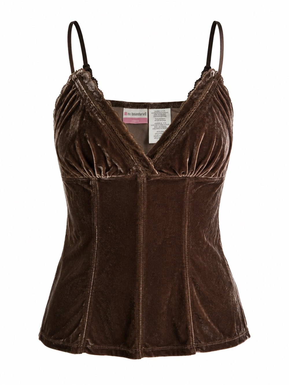No Boundaries Stretch Velvet Cami Brown Large